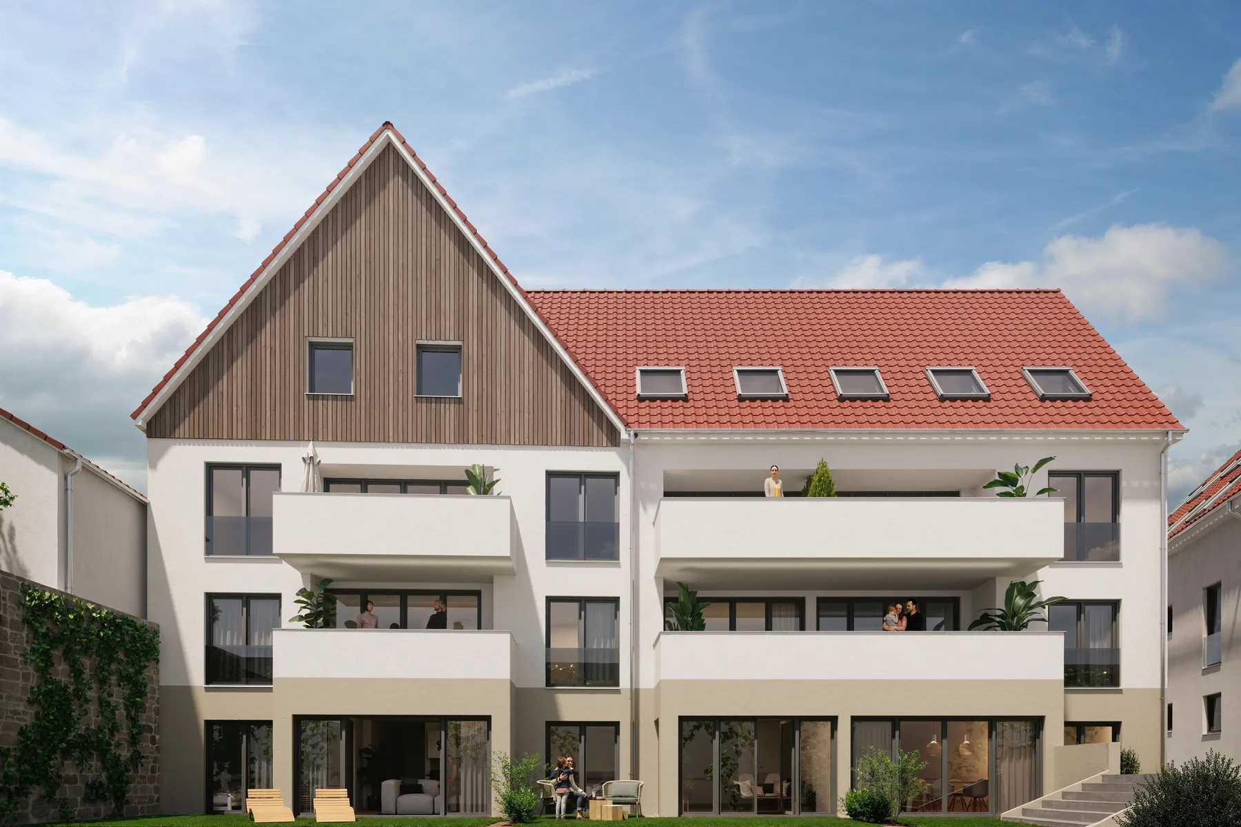 Visualisierung: Fassade mit Balkonen, Zum Schlosshof